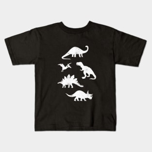 Dinosaurs on Black Kids T-Shirt